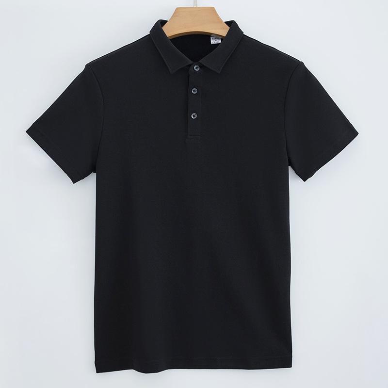230g Double-sided Cotton Air Layer Shirt Collar Polo Shirt Men Short-sleeved T-shirt Solid Color Business Men's Polo Shirt