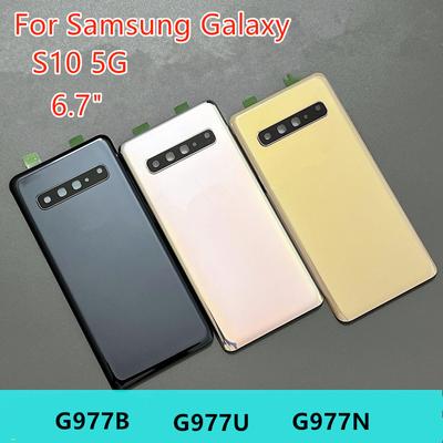 S10 5G-Gehäuse für Samsung Galaxy S10 5G G977 6,7 Zoll, Reparatur der Akkuabdeckung, Ersetzen der Hintertür, Telefonrückseite + Logo-Kleber