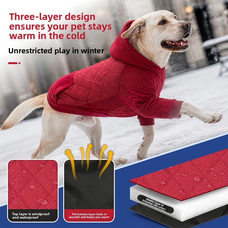 Dog Winter Coat Hooded Pullover 2-Legged Warm Cotton Jacket Windproof Cold Weather Outdoor Apparel for Medium Large Dogs 5