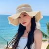 Korean Version, Lace Bow, Large Brim, Straw Hat, Women's, Summer, Breathable Sunshade, Sun Protection Beach Hat, Sweet Fisherman Hat