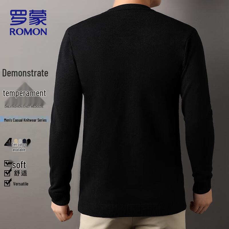 ROMON Men's Slim Fit Warm Round Neck Knit Sweater
