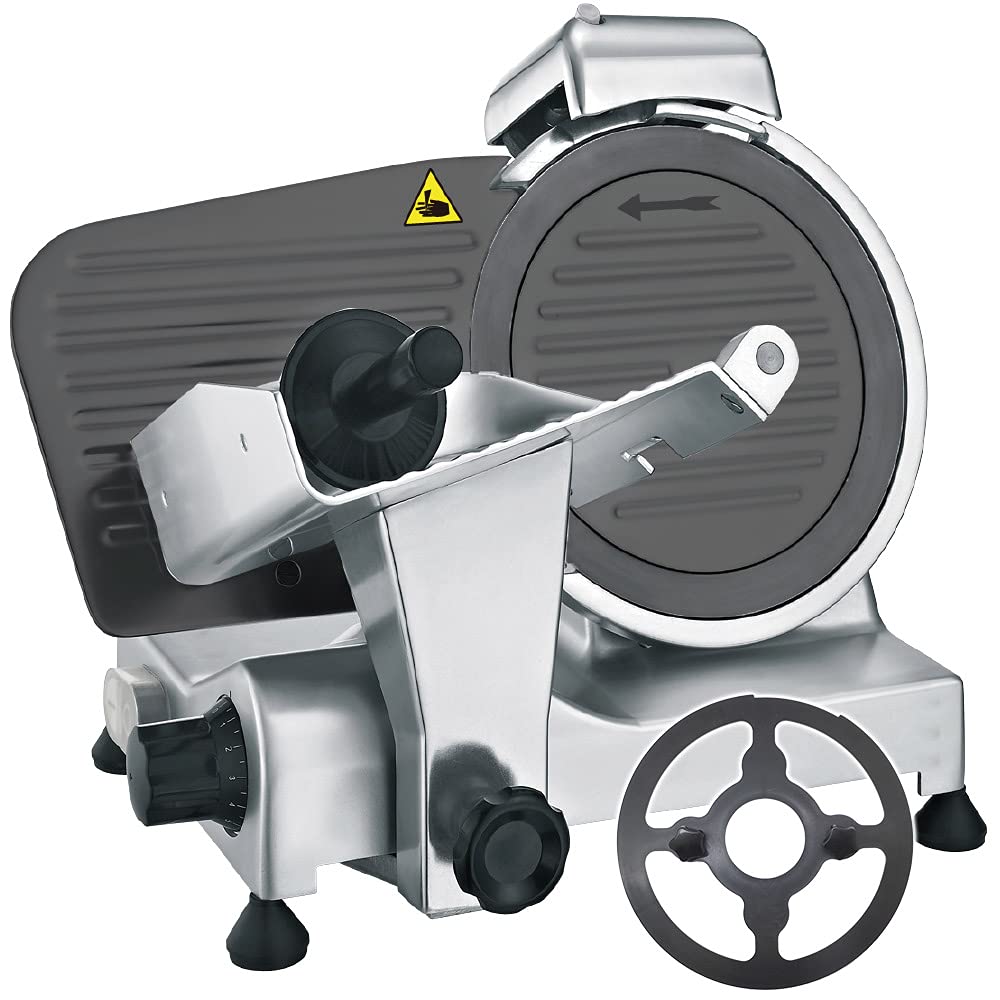 Commercial Meat Slicer Jet Black Series Electric Meat Slicer Coated Blade Silver KIPROSTAR Raw Ham Slice (Fluororesin Blade) [Rotary 220mm]
