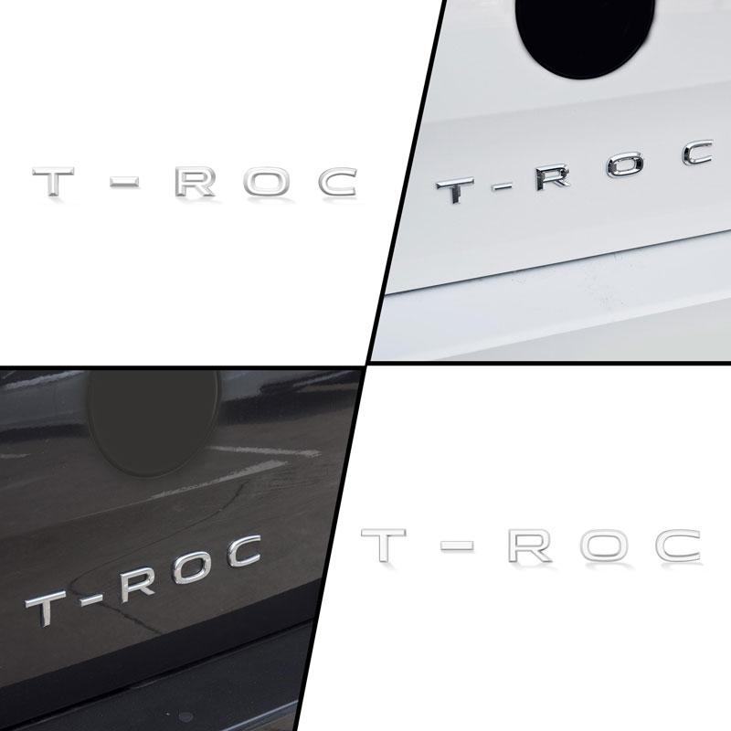 Decoración de Coche 3D ABS Cromado Insignia Emblema Maletero Coche Pegatina Para Volkswagen TROC T-ROC Logo Accesorios de Coche