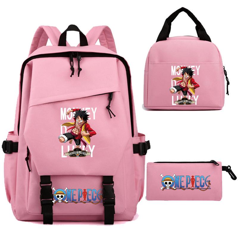 

НОВЫЙ Рюкзак студенческий из трех частей ONE PIECE Луффи, игровой мерч, рюкзак большой вместимости для компьютера, ланч-бокс, пенал Three-piece Set