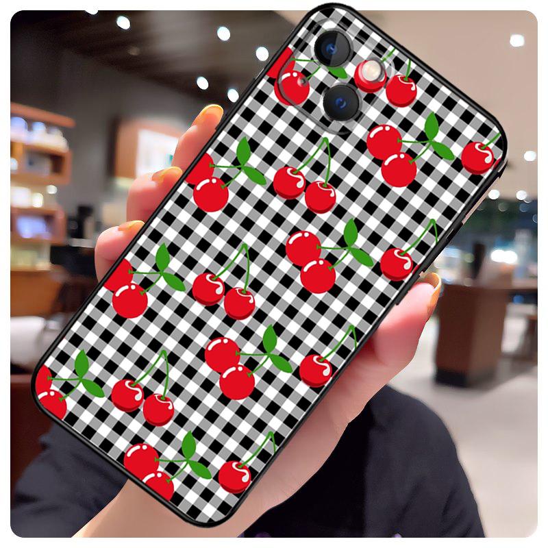 Cherry Pattern Case For iPhone 15 Pro Max 14 13 12 11 16 17 Pro Max mini 15 16 Plus 16e 17 Air Phone Cover