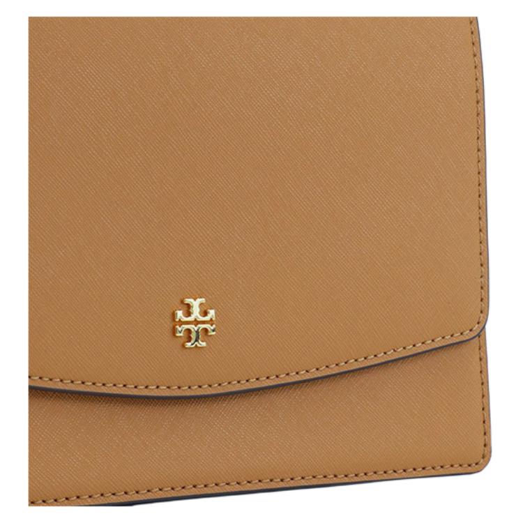 Tory Burch Emerson Logo Leather Crossbody Bag Women Bags Khaki Caramel 78604-900