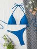 European & American Women's Solid Color Lace-Up Halter Triangle Bikini - Sexy Two-Piece Swimsuit