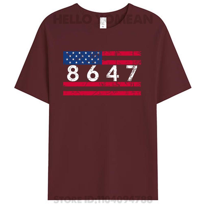 47 8647 86 Anti Prezident Impeach Klasické Vintage Meme s vlajkou USA Dámské Pánské Bavlněné Tričko Plus Size Topy