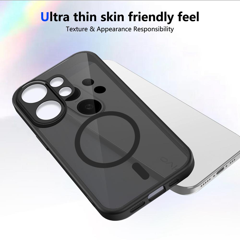 KEYSION Magnetic Phone Case for VIVO V60 Soft Silicone+PC Matte Translucent Clear Shockproof Back Cover for VIVO V60 5G