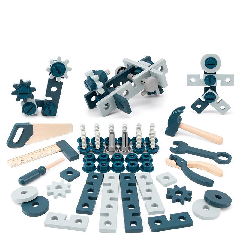 Simulationswartungswerkzeuge Spielzeugaufbewahrungskombination Holzwerkzeuge Montageset Rucksack Rollenspielzeug