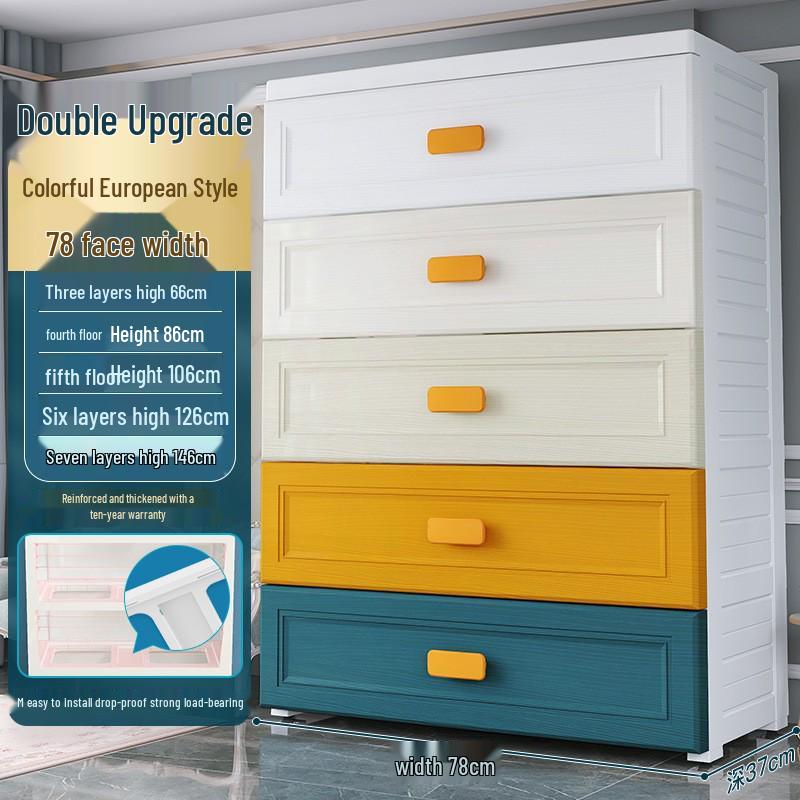 Multilayer Plastic Storage Cabinet: Drawer-Style for Bedroom and Nursery