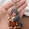 Crochet Punch Monkey Keychain  Handmade Cute Couple Monkey Design, Emotional Support Accessory, Perfect for Backpacks, Purses & Keys, Ideal Gift for A