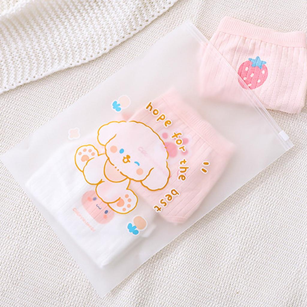 2pcs Clothing storage bag Travel cartoon children transparent clothing zipper bag cute thickened frosted bag underwear pouch