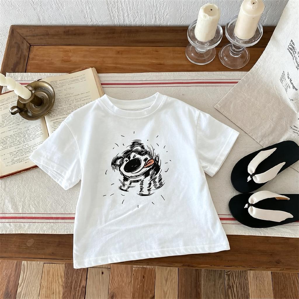 Korean Versatile Fashion Boys T-shirt Summer Clothing Loose Casual Short Sleeved Tops Kids Tops Children's Wear Tshirts Crewneck