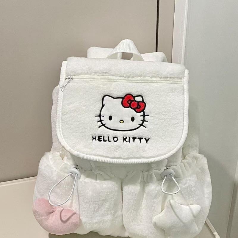 New cute large-capacity backpack cute flip backpack going out plush schoolbag