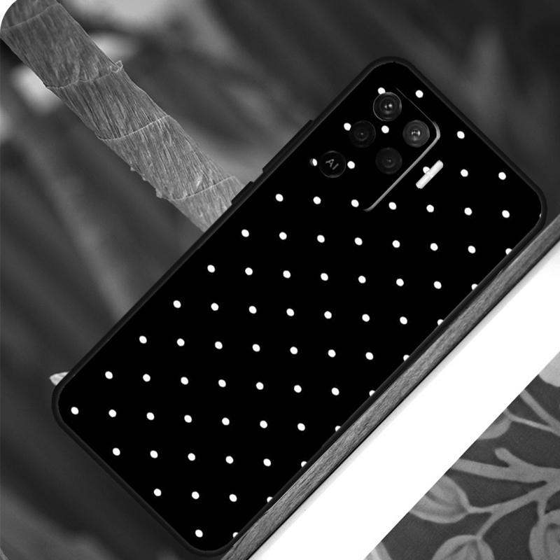 Black And White Polka Dot For OPPO A58 A78 A98 A54 A74 A94 A16 A76 A96 A5 A9 A52 A72 A79 A53S A15 A17 A57 A77 Case