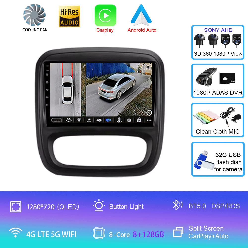 Android 12 Car Radio GPS for Renault Traffic 3 2014 - 2021 Opel Vivaro B 2014 - 2018 Multimedia Video Player Navigation Carplay