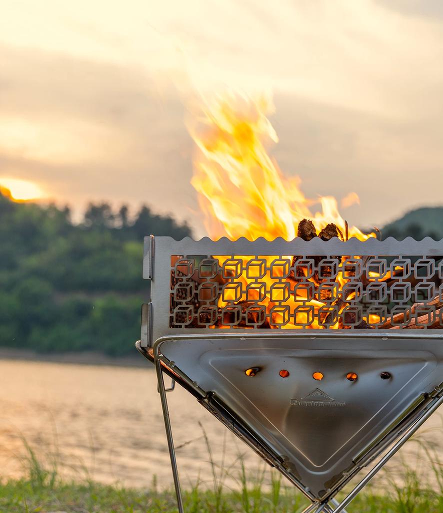 CAMPING MOON TKB-315-CU Stainless Steel Fire Plate, Medium, for Campfire Pits