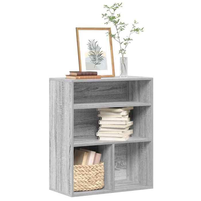 VidaXL Bibliothèque sonoma gris 60x30x71,5 cm bois d'ingénierie, armoire de rangement, étagère de rangement, unité de 860315
