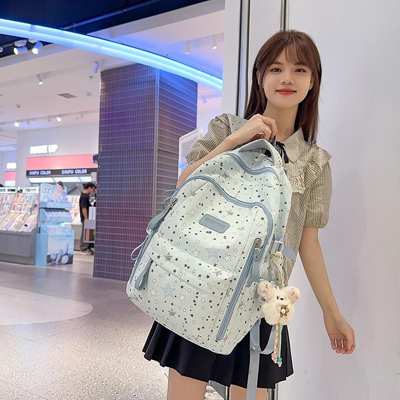 New Stylish School Backpack For Girls With A Fresh Star Print Lightweight Backpack For Middle And High School Students