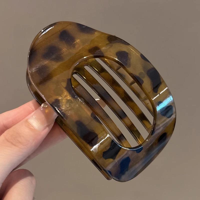 Presilha de Cabelo Oval da Moda para Mulheres Novo Design Leopardo Fosco Curvado Plano Modelador Barretes Acessórios de Cabelo
