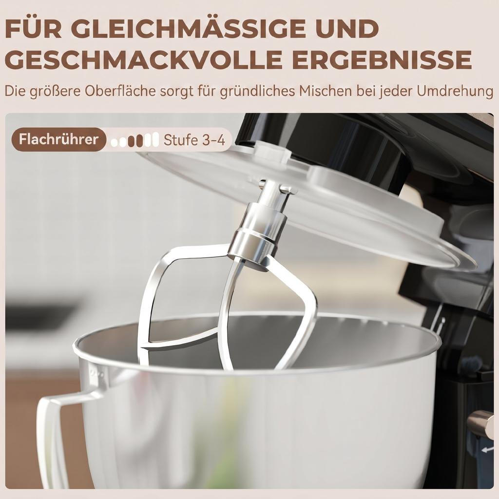 Kitchen Machine Dough Mixer with 4.5L Stainless Steel Bowl 1300W Dough Machine with 6+P Speed Beige