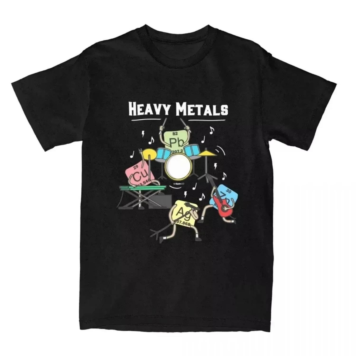 

Heavy Metals Rock Chemistry T-Shirt Men Women O-Neck Oversized Streetwear Vintage Harajuku Unisex Tees Breathable Top S чёрный