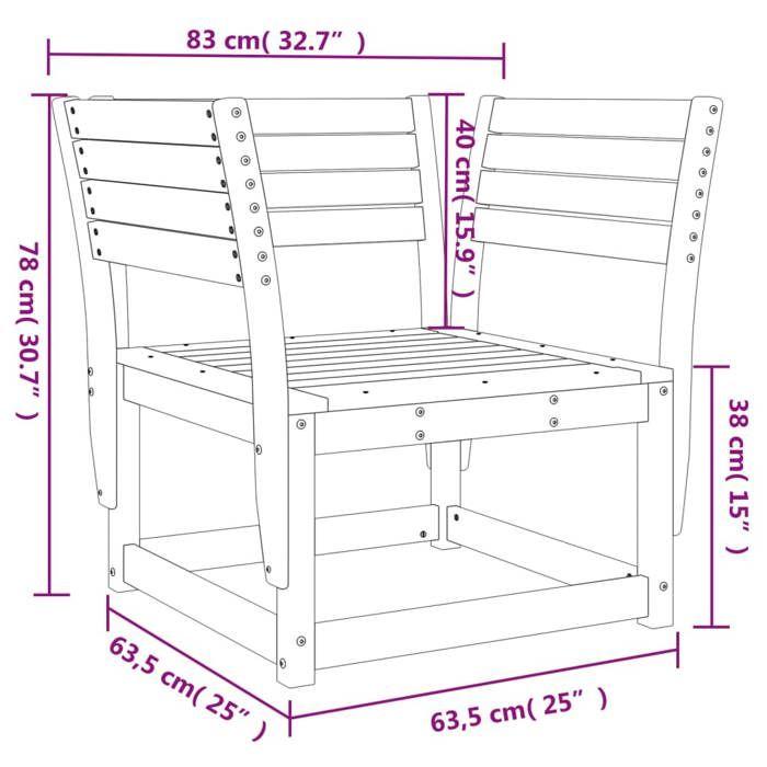 VidaXL Garden Chair, Patio Seat with Armrests and Backrest, Modular Lounge Armchair for Outdoor Terrace, White 844675