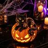 Handmade Three Dimensional Figures Halloween Pumpkin Night Light, Resin LED Dragon Tabletop Lamp, Witch Collectibles for Lovers Hat Black Cat