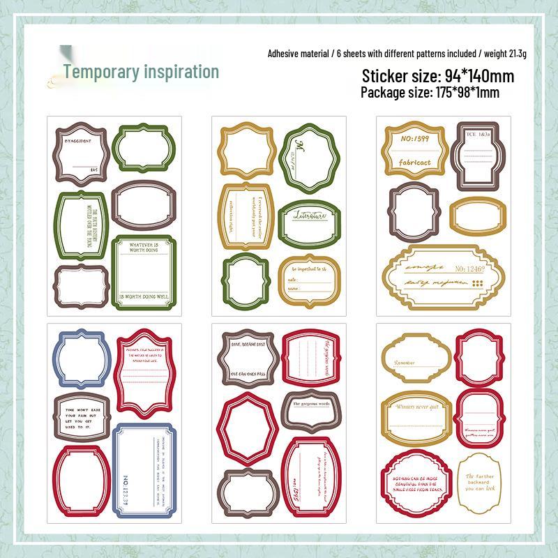 Retro Mood Border Sticker Sticky Notes for Journaling DIY