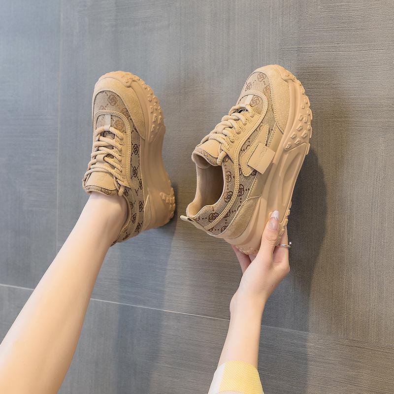 Daddy shoes special canvas women's 2025 spring new casual shoes French round head thick sole heightening casual sports shoes