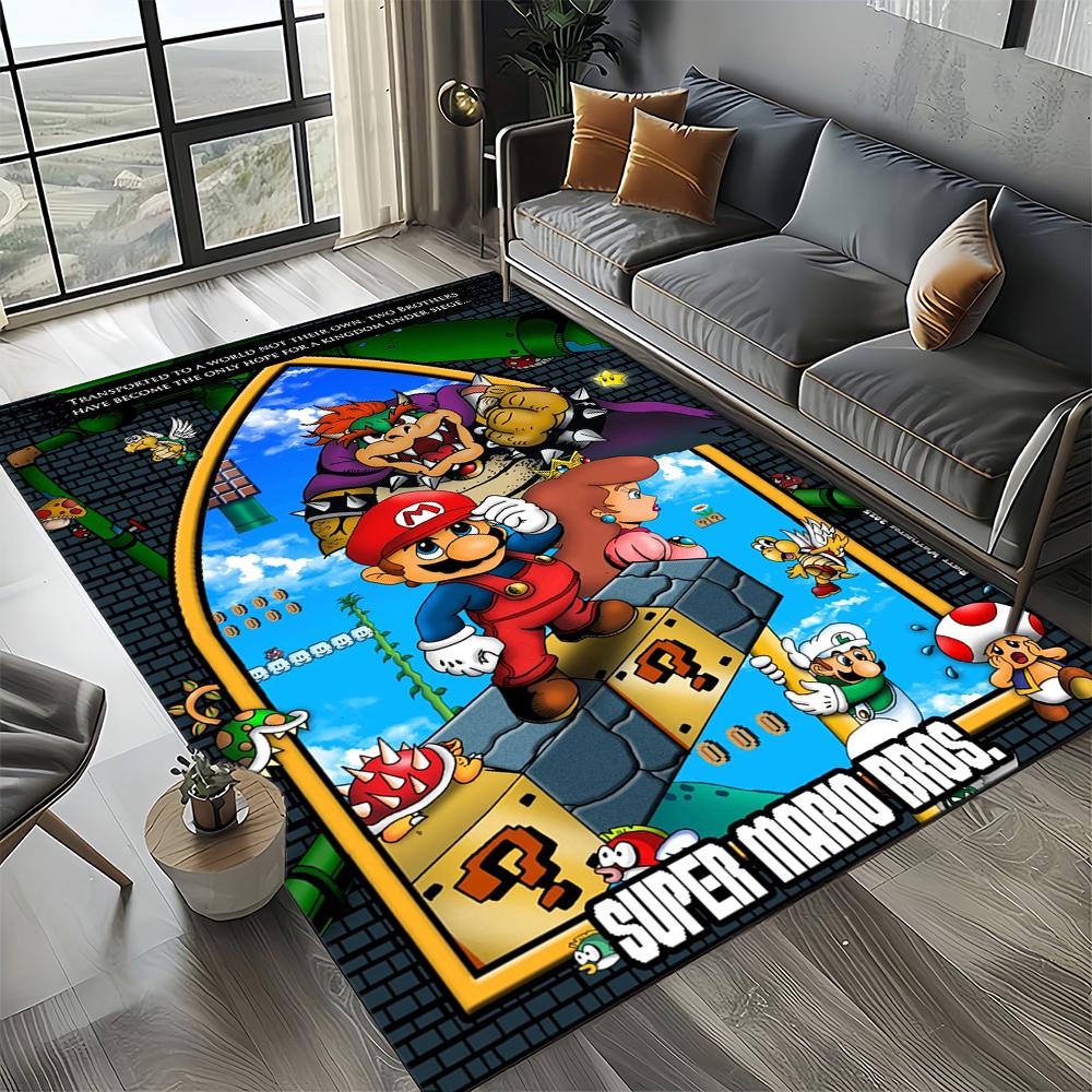 Retro Mario Cartoon Area Rug,Carpet Rug for Home Living Room Bedroom Sofa Doormat Decor,Kids Play Floor Mat