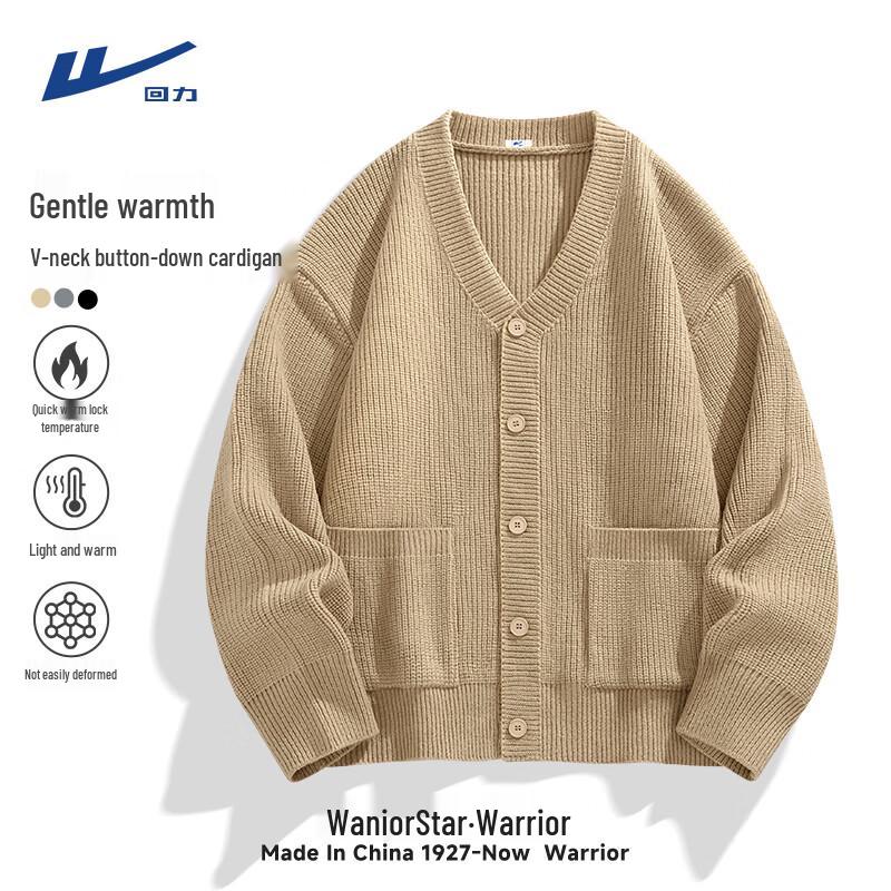 Warrior Unisex V-Neck Loose Fit Knit Cardigan Sweater M 3590₽