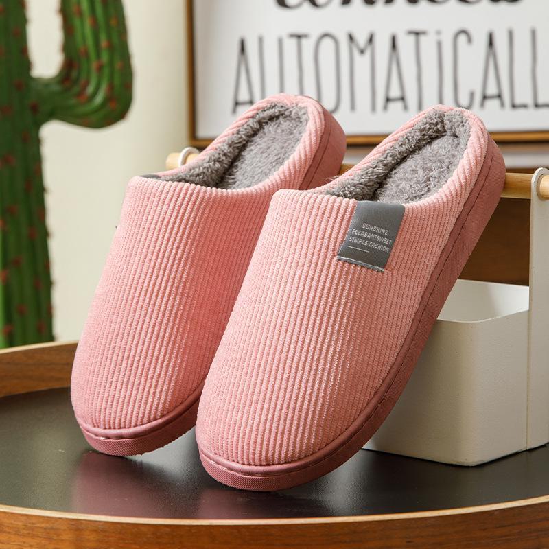 Men's and Women's Warm Autumn Indoor Wool Slippers - Non-Slip, Plus Velvet Cotton for Couples