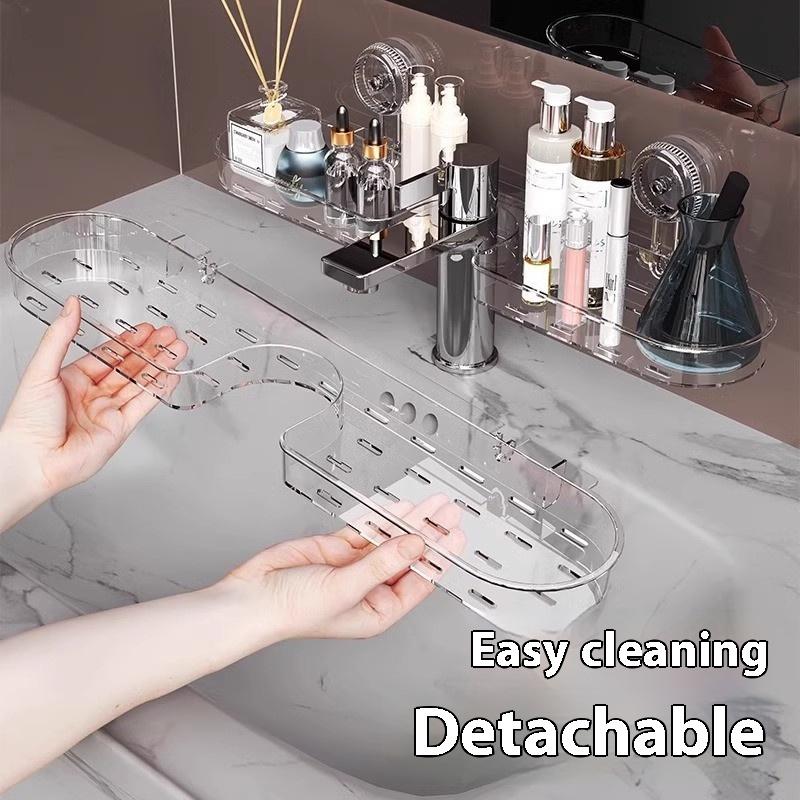 1Pcs Detachable Faucet Storage Rack Suction Cup Non-Punching Toilet Rack Wall-Mounted Bathroom Without Draining Water