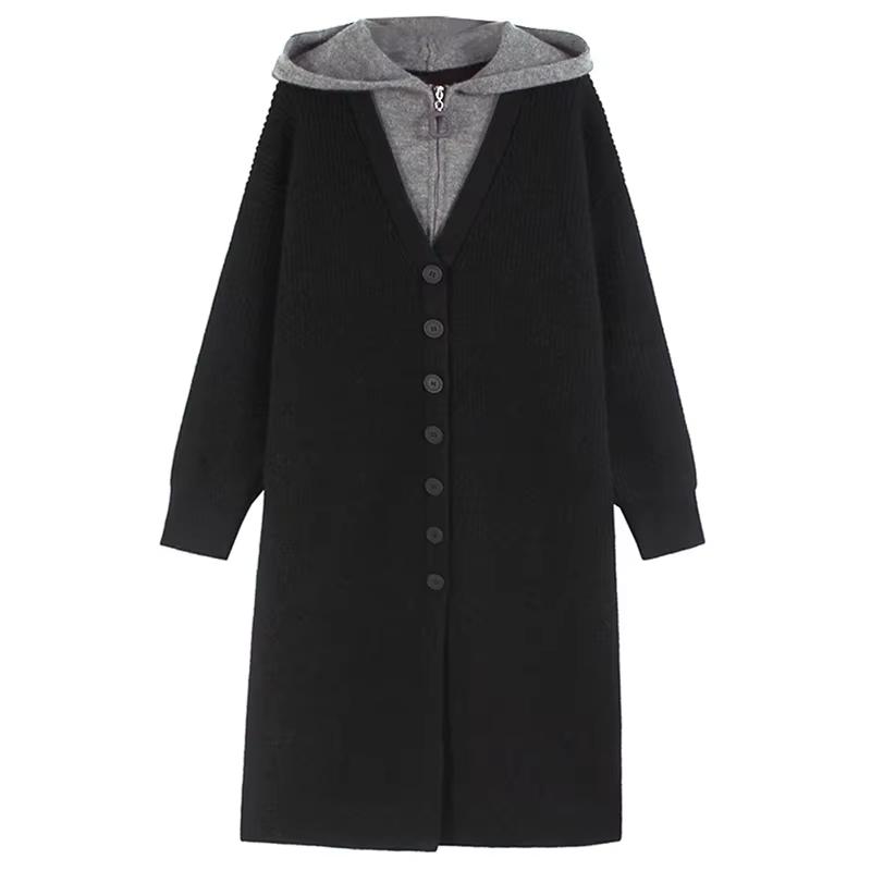 

XITAO с капюшоном контрастного цвета однобортный накладной двухсекционный GMM1170 One Size чёрный