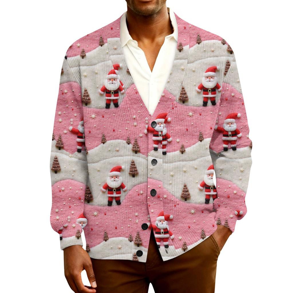 Herre Cardigan med lange ermer i ribbestrikk