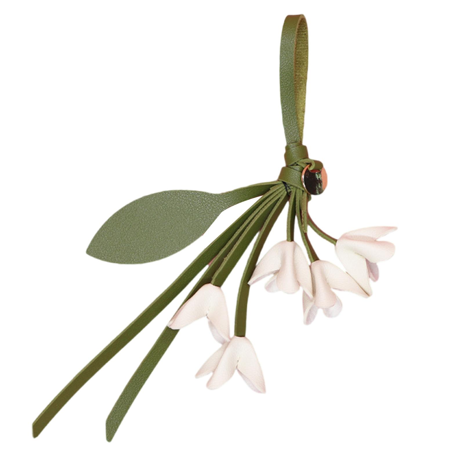 

Stylish PU Leather Keychain Pendant Realistic Artificial Osmanthus Flower Design For Bags Backpacks And Accessories білий