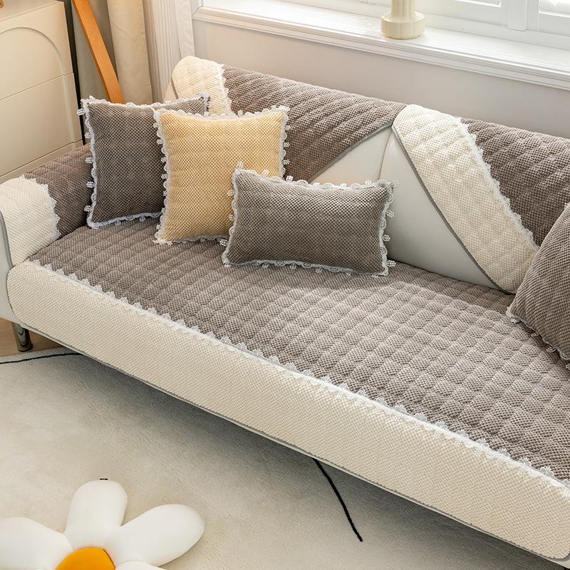 Sofa Cushion Velvet Four Seasons Universal Plush Cushion Non-Slip Sofa Cover Backrest Cover Cloth Winter