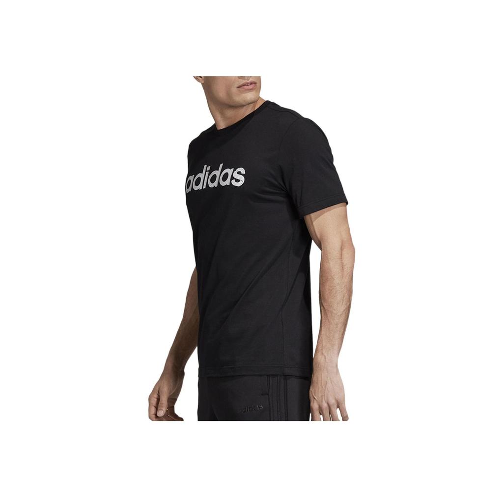 Adidas Alphabet Logo Print Casual Round Neck Short Sleeve T-Shirt Men Tops Black EI4599