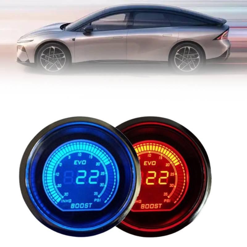 7 Colors Black Digital Lcd Turbo Boost Gauge For Cars Automotive Instrument Tool