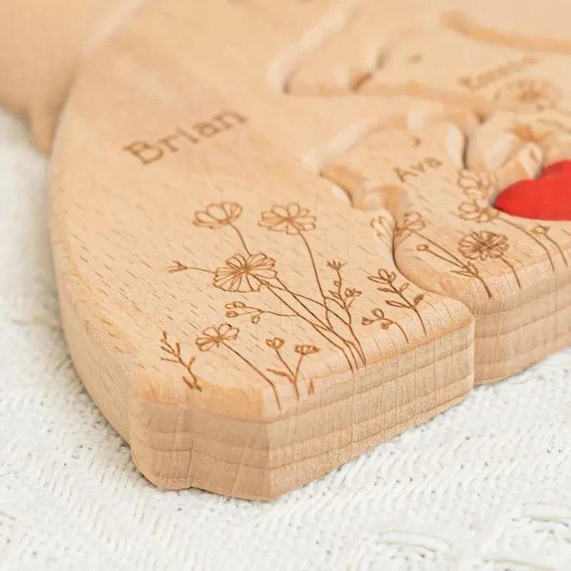 Artistic Wooden Puzzles, Little Bear Family Personalized Name Puzzles, Thanksgiving Christmas Gifts, Home Tabletop Decorations