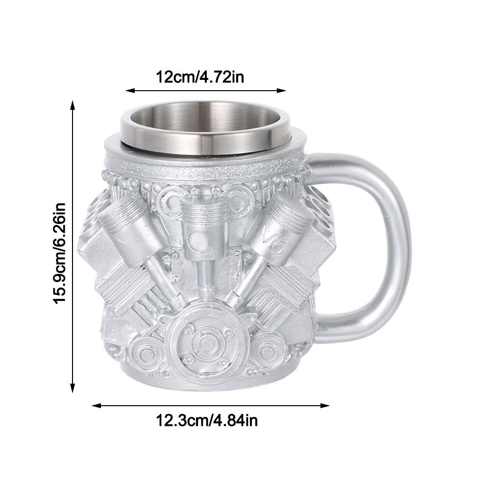V8 & V6 Engine Design Coffee Mug Multi-Purpose Tea Cup Creative Stainless Steel Mug Restaurant