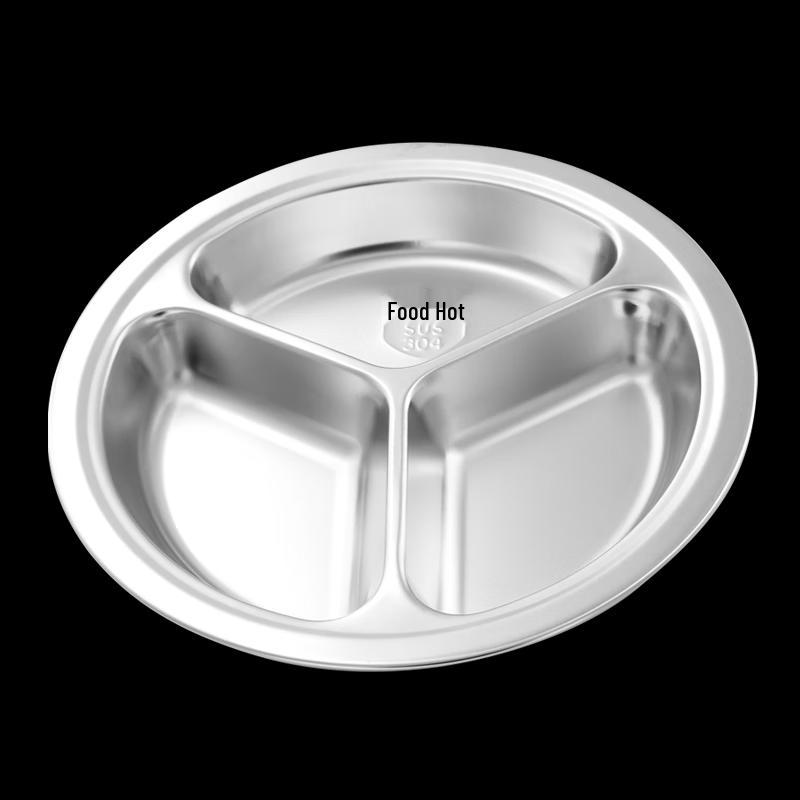 304 Stainless Steel Round 3-Compartment Meal Plate