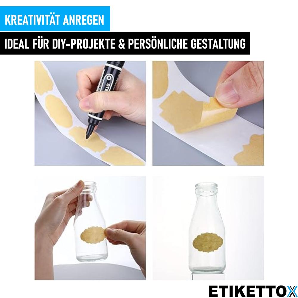 ETIKETTOX Etikettrolle 5 meter klistremerker kjøkken oppbevaring husholdning kraftpapir