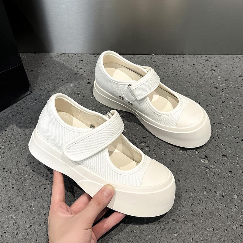 

7CM inner height increase French Mary Jane women s shoes zhao ruth mono same ugly cute sandals big head canvas shoes women 34