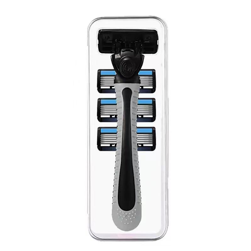 6-Blade Manual Razor for Men with Beard Knife Feature