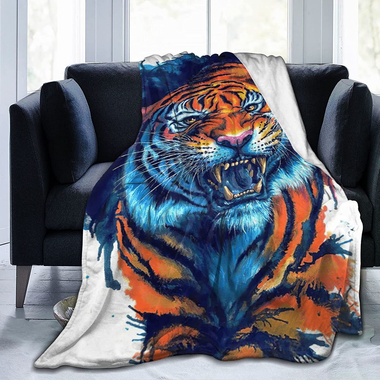 

Ковдра Blue Eyes White Tiger М яка фланелева плюшева легка тепла затишна ковдра для хлопчиків дівчаток Ліжко Диван Диван 75x90cm