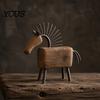 Rustic Interior Design Accessories Vintage Horse Figurine, Farmhouse Sculpture, Folk Art Modern Mantel Centerpiece Tabletop Ornament for Home