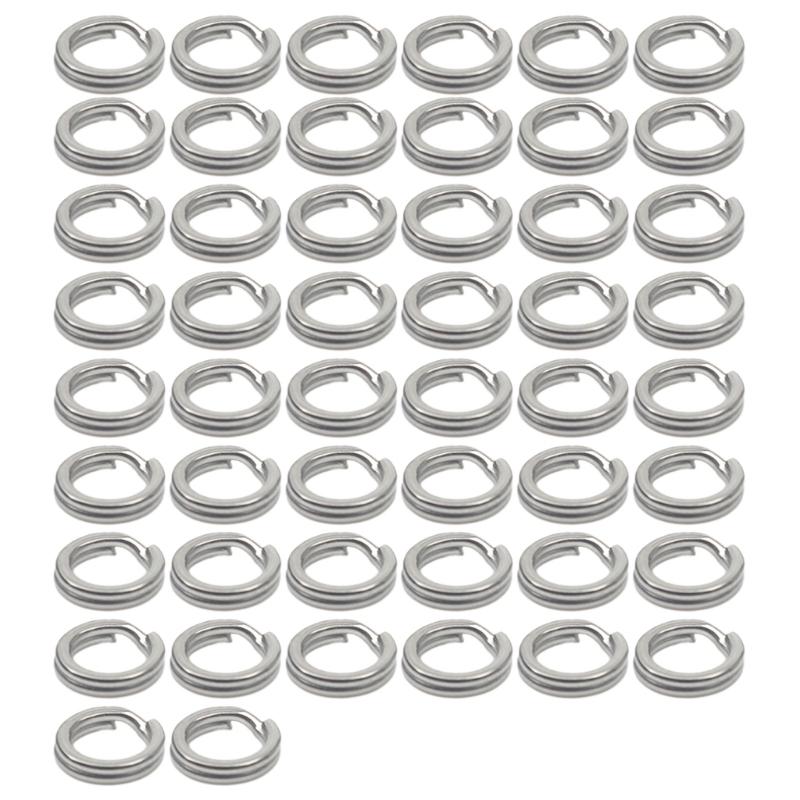 50Pcs Split Rings Assorted Fishing Split Rings Stainless Fishing Tackle Rings